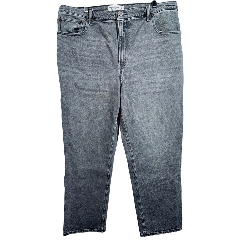 Abercrombie & Fitch The 90s Straight Ultra High Rise Gray Denim Jeans Size 33 16
